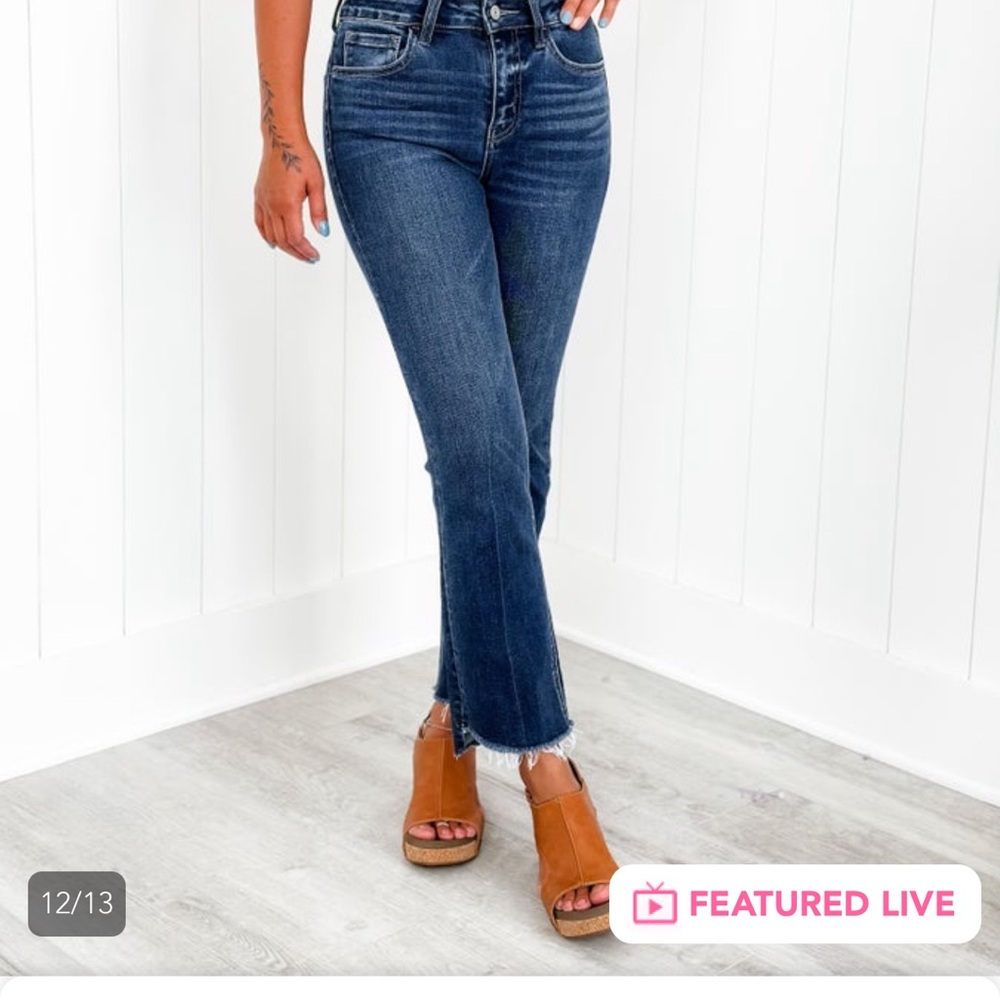 VERVET BY FLYING MONKEY Medium Dark Blue Flare Jeans